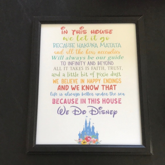 Other - Framed “in this house we do Disney”